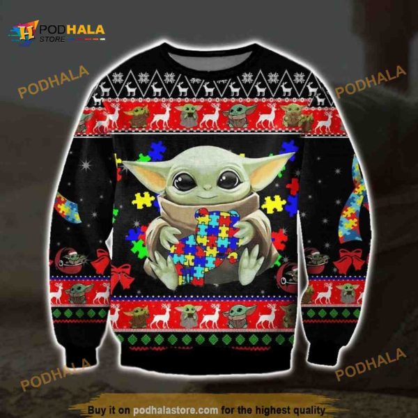 Puzzles Autism Baby Yoda Christmas Ugly Sweater