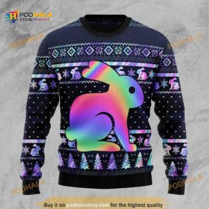 Rabbit Hologram 3D Funny Ugly Sweater, Xmas Gifts