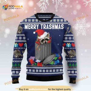 Raccoon Merry Trashmas 3D Funny Ugly Christmas Sweater