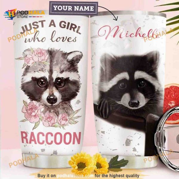 Raccoon Personalized Just A Girl Who Loves Coffee Tumbler