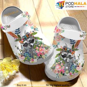 Racoon Floral 3D Funny Crocs Classic Clog