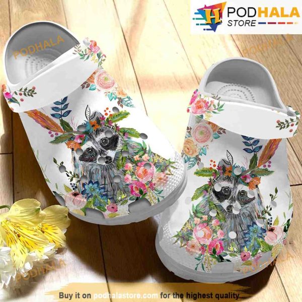 Racoon Floral 3D Funny Crocs Classic Clog