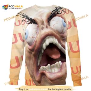 Rage Face All Over Printed Funny Ugly Sweater