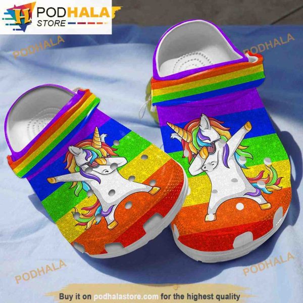 Rainbow Unicorn 3D Funny Crocs Clog Shoes