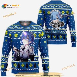 Re Zero Rem Anime Xmas Ugly Christmas Sweater