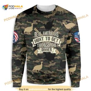 Real Americans Turkey Hunting 3D Funny Ugly Sweater