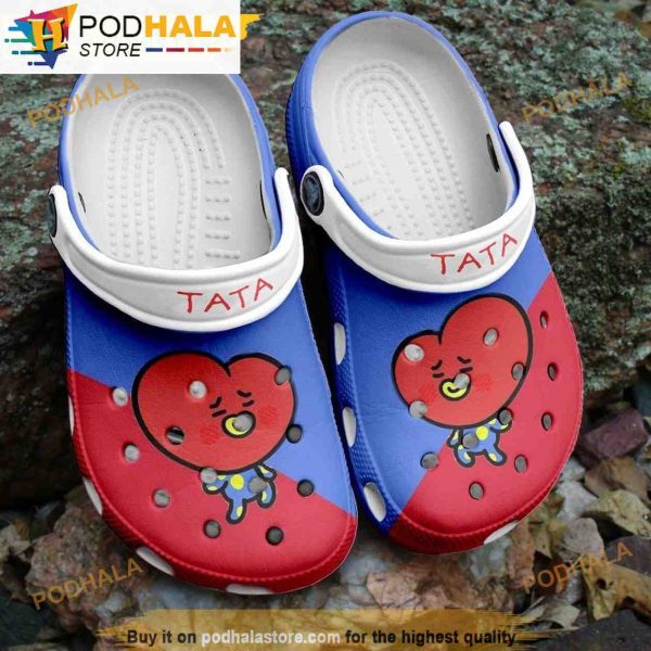 Red And Blue Tata Bts 3D Funny Crocs