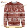 Red And White Reindeer Pattern Christmas 3D Funny Ugly Sweater