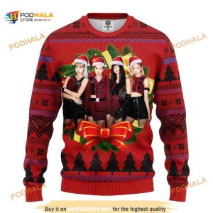 Red Black Pink Music Band Merry Xmas Ugly Christmas Sweater
