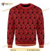 Red Christmas Patterns With Black Cat 3D Funny Ugly Christmas Sweater