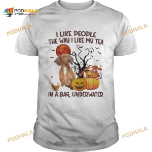 Red Dachshund I Like People The Way I Like My Tea In A Bag Underwater Halloween Shirt