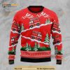 Red Firefighter Riding On Ice Road In Winter 3D Funny Ugly Sweater