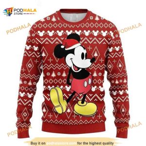 Red Mickey Mouse Disney For Fans Xmas Wool Ugly Sweater