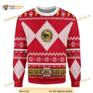 Red Power Ranger 3D Funny Ugly Christmas Sweater