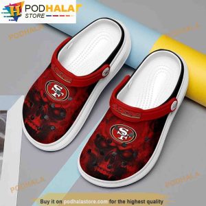 Red Skull Sf 49ers 3D Funny Crocs For Men