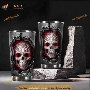 Red Tattoo Skull Break The Wall Stainless Steel Cup Coffee Tumbler