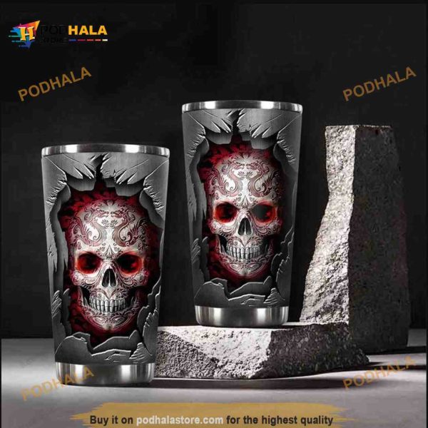Red Tattoo Skull Break The Wall Stainless Steel Cup Coffee Tumbler