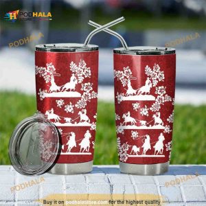 Red Team Roping Gift Travel Coffee Tumbler All Over Print 3D