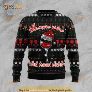 Red Wine More Merry All Over Printed Funny Ugly Christmas Sweater