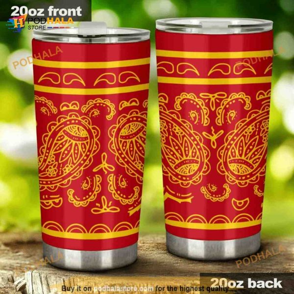 Red and Gold Bandana Stainless Steel Cup Coffee Tumbler