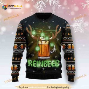 Reinbeer Awesome All Over Printed Funny Ugly Christmas Sweater