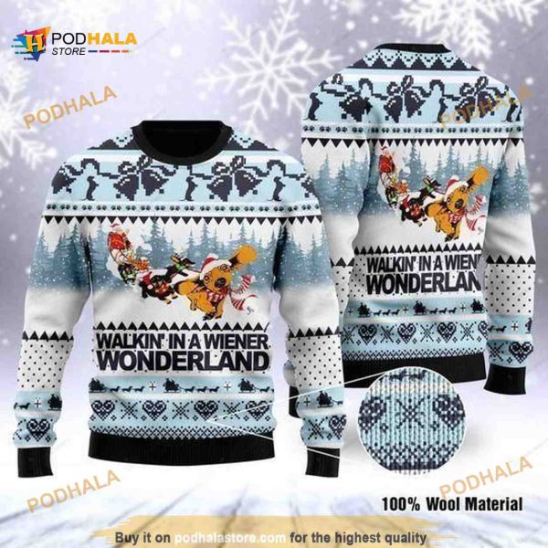 Reindeer Winter Walking In A Wiener Wonderland All Over Printed Sweater