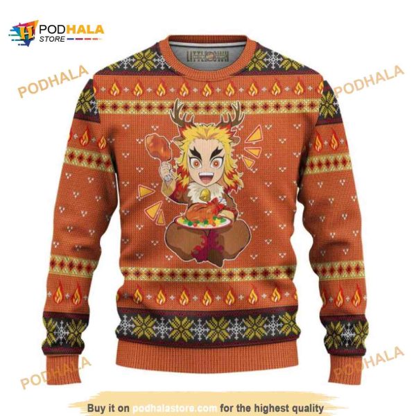 Rengoku Demon Slayer Anime 3D Funny Ugly Christmas Sweater