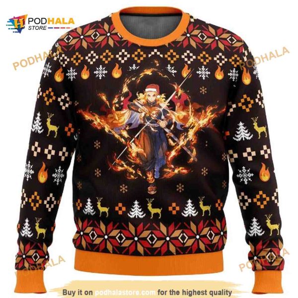 Rengoku Kyoujurou Demon Slayer Kimetsu No Yaiba Anime Ugly Sweater