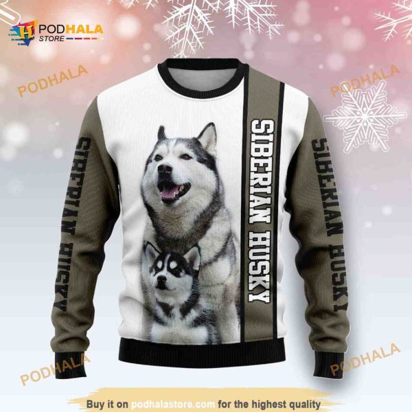 Rescued Siberian Husky All Over Printed Funny Ugly Christmas Sweater