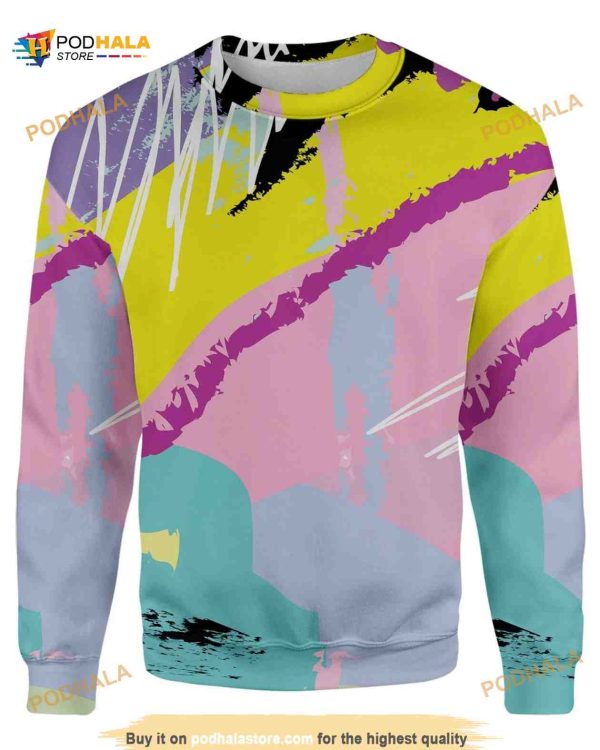 Retro Dojo Scribbles 3D Funny Ugly Christmas Sweater