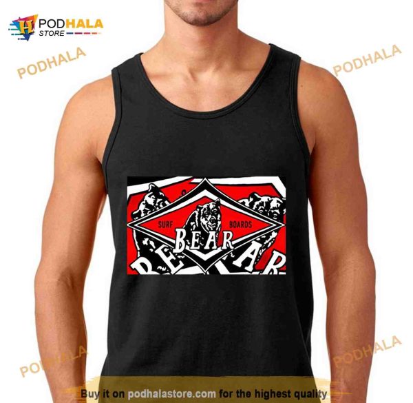 Retro Surfing Bear Beach Skate Shop Art Surfboard Shirt