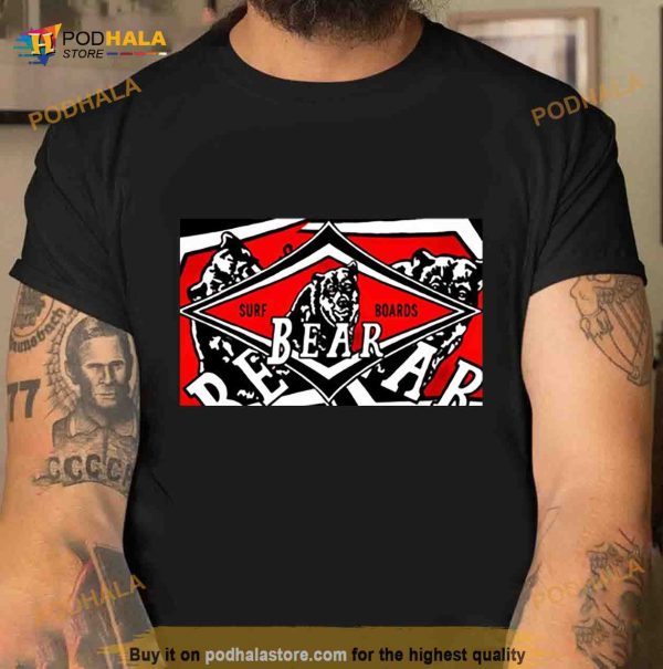 Retro Surfing Bear Beach Skate Shop Art Surfboard Shirt