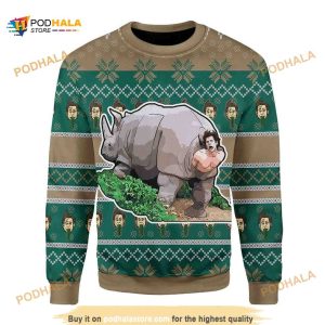 Rhino Giving Birth All Over Printed Funny Ugly Christmas Sweater