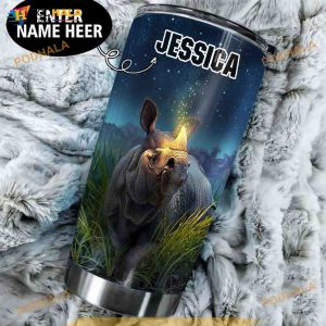 Rhino Personalized Gift Travel Coffee Tumbler All Over Print 3D