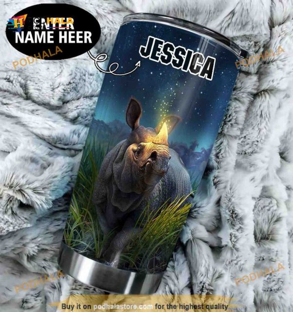 Rhino Personalized Gift Travel Coffee Tumbler All Over Print 3D