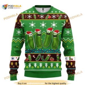 Rick And Morty Green All Over Printed Funny Ugly Christmas Sweater