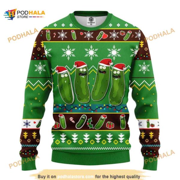 Rick And Morty Green All Over Printed Funny Ugly Christmas Sweater