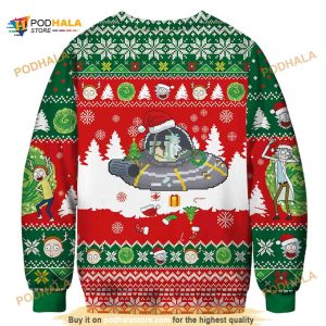 Rick And Morty UFO Cartoon Animation Christmas Ugly Sweater