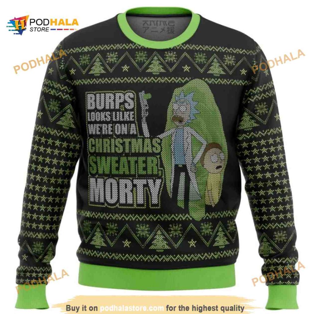 Rick And Morty We’re In A Xmas All Over Printed Funny Ugly Christmas Sweater