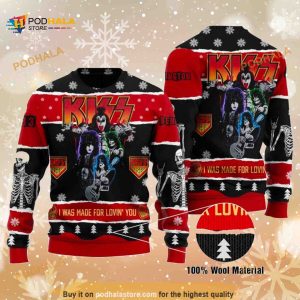 Roll ‘n Rock I Was Made For Lovin You Kiss Band Custom Ugly Christmas Sweater