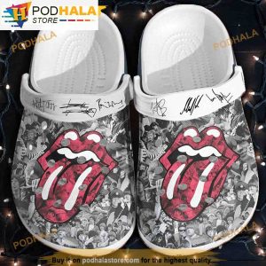 Rolling Stone Grey 3D Funny Crocs Clog Shoes