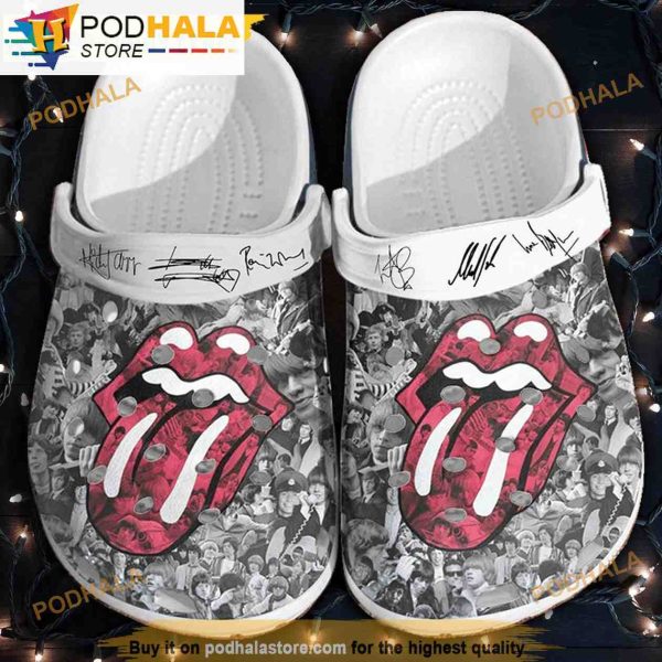 Rolling Stone Grey 3D Funny Crocs Clog Shoes