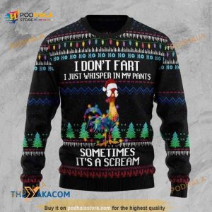Rooster With Light I Don’t Fart Sometimes It’s A Scream All Over Printed Sweater