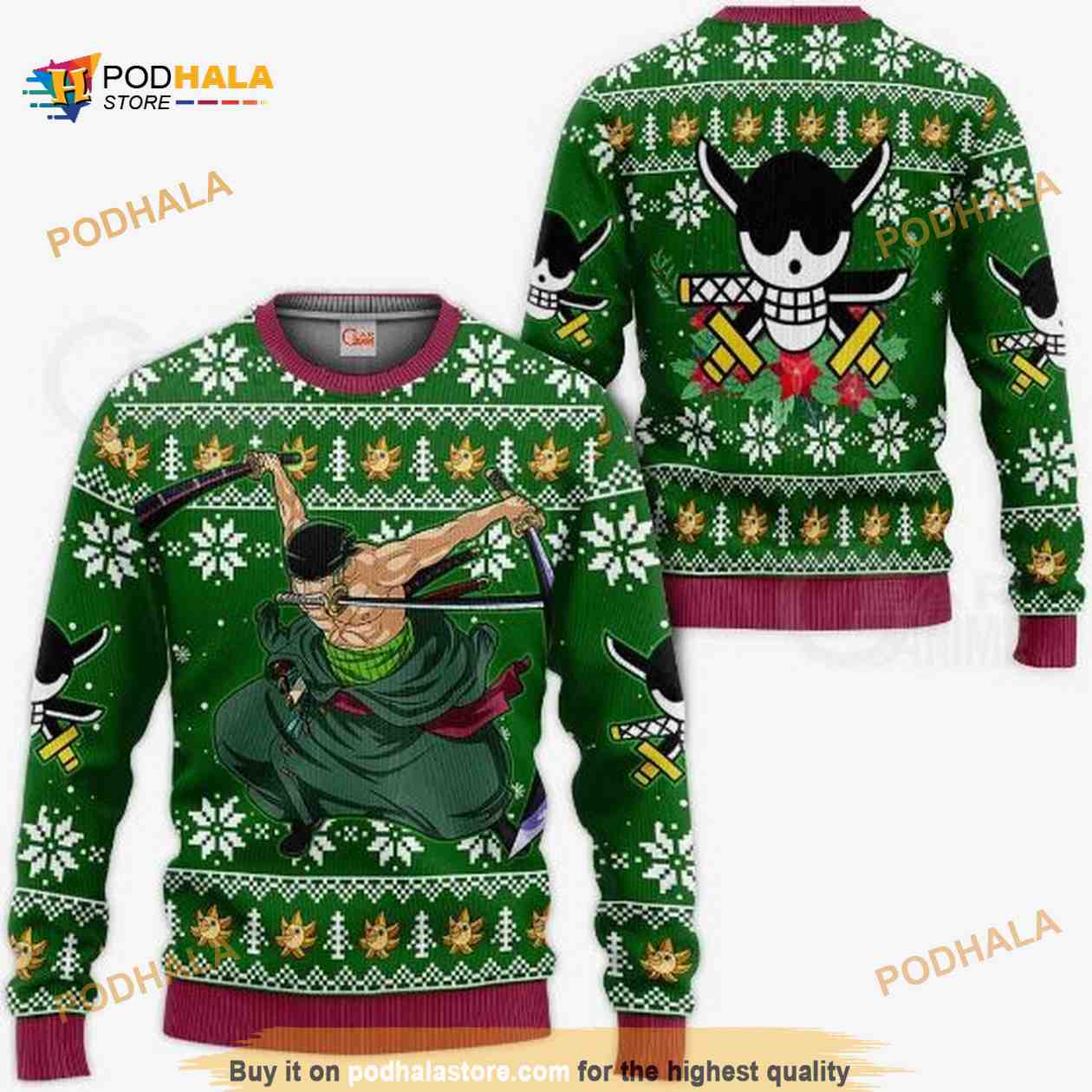 Roronoa Zoro Swords Ugly Christmas One Piece Anime Xmas Sweater Roronoa Zoro Swords Ugly Christmas One Piece Anime Xmas Sweater