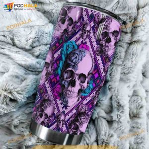 Rose Skull Personalized Gift Travel Coffee Tumbler