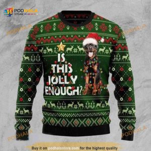 Rottweiler Dog Is This Jolly Enough 3D Funny Ugly Christmas Sweater