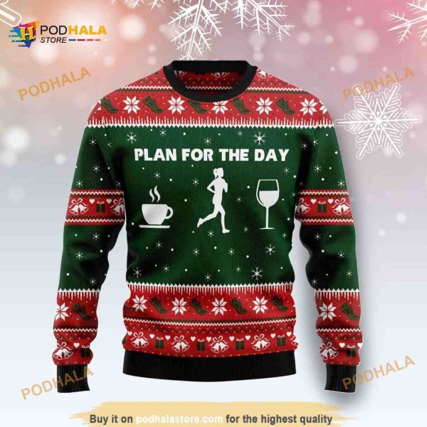Running Plan For The Day 3D Funny Ugly Christmas Sweater