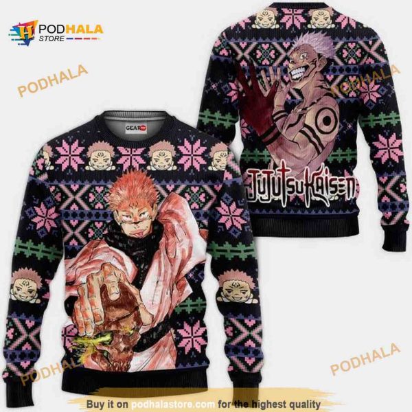 Ryomen Sukuna Anime Jujutsu Kaisen Xmas Ugly Anime Christmas Sweater