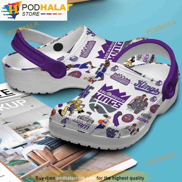 Sacramento Kings NBA White 3D Funny Crocs Clog Shoes