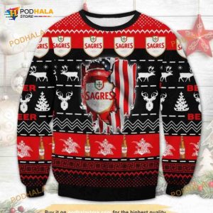 Sagres Beer Red Black Xmas Wool Ugly Sweater